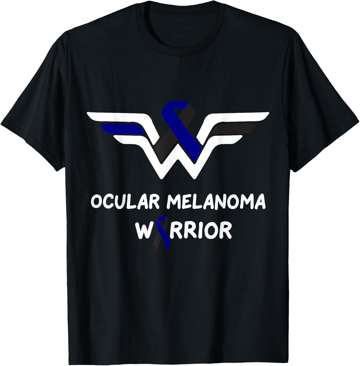 Ocular Melanoma Awareness Warrior Support Survivor Ribbon T-Shirt - T-Shirt | Black
