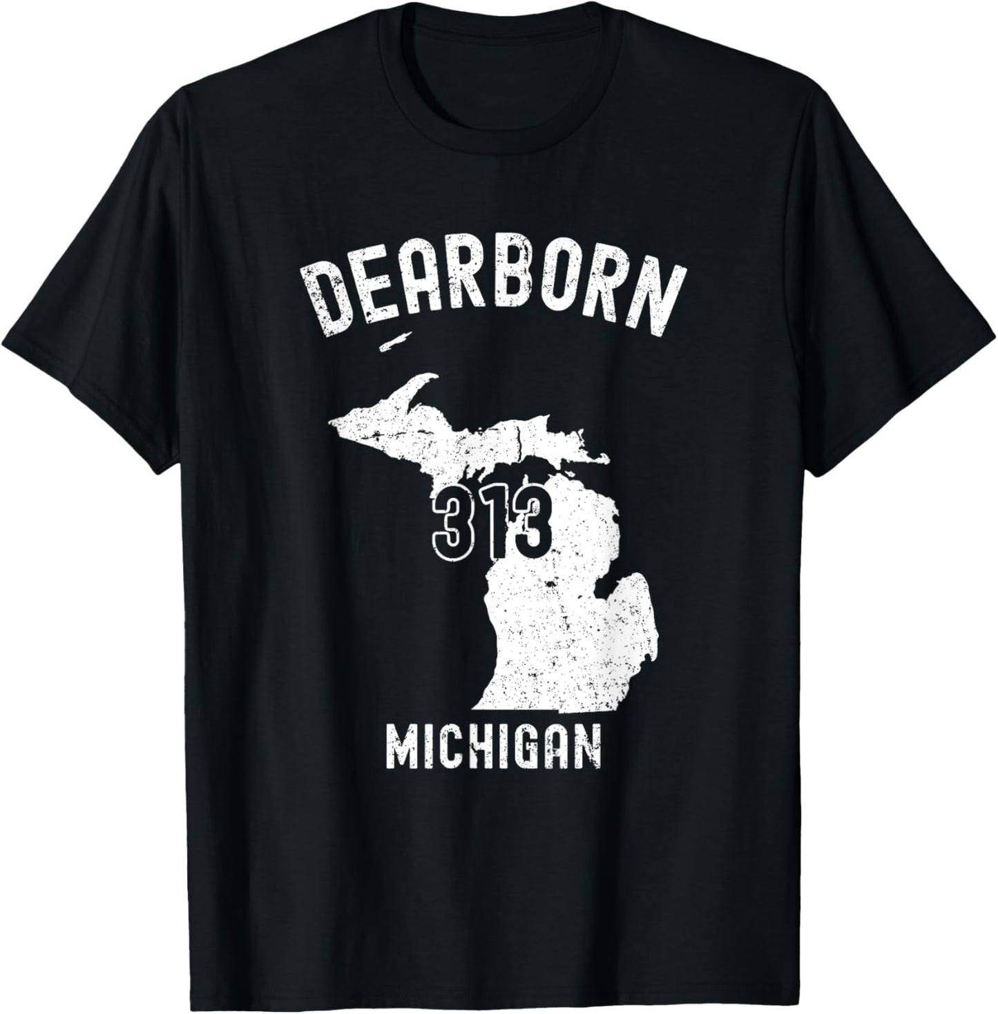 Dearborn Michigan MI 313 Vintage Athletic Style T-Shirt - T-Shirt | Black