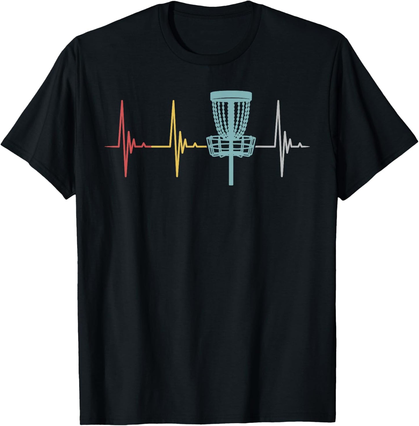 Disc golf retro heartbeat gift frisbee player par Gift T-Shirt - T-Shirt | Black