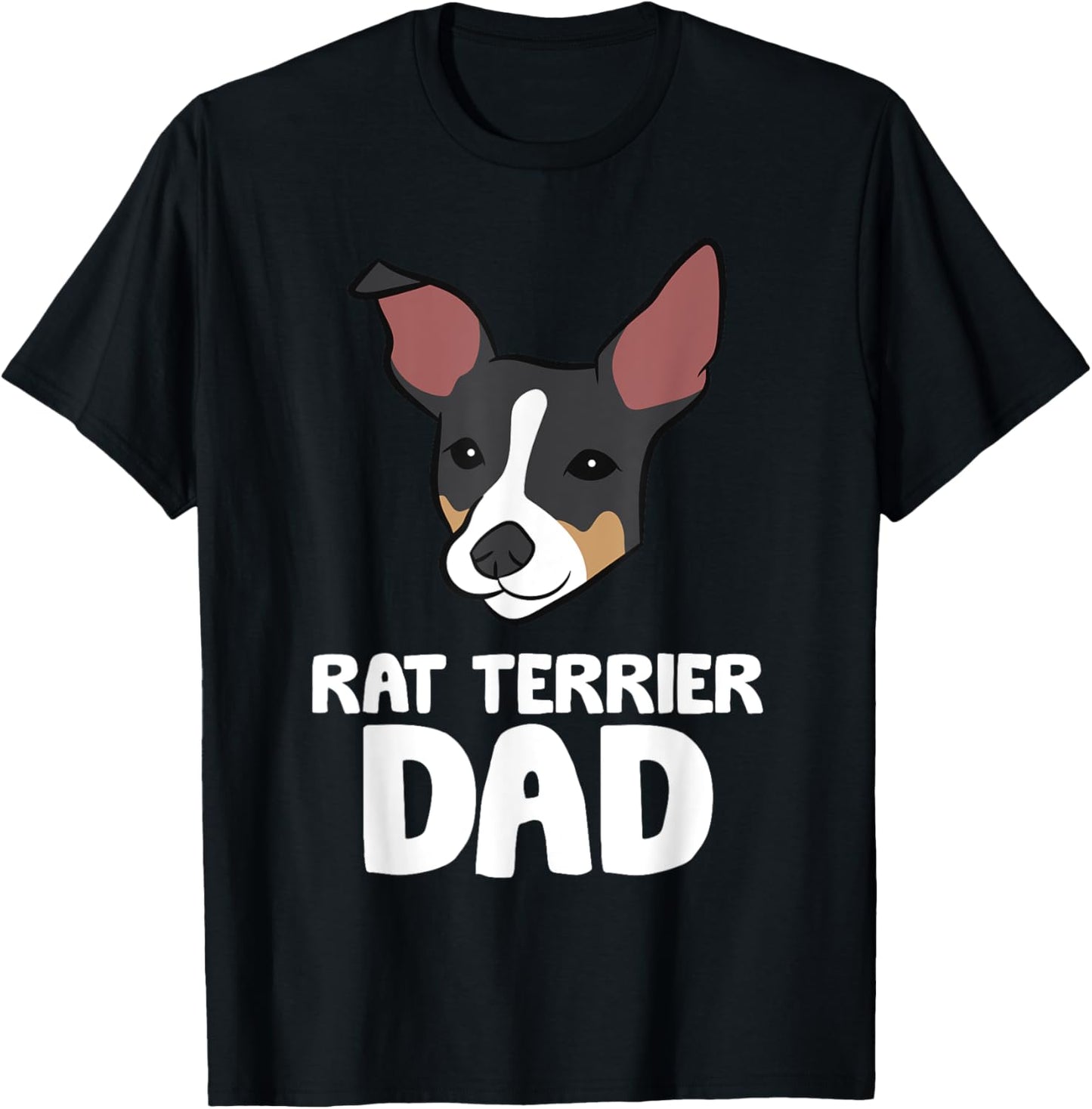 Rat Terrier Dog Owner Papa Funny Rat Terrier Dad Women Girls Kids T-Shirt - T-Shirt | Black