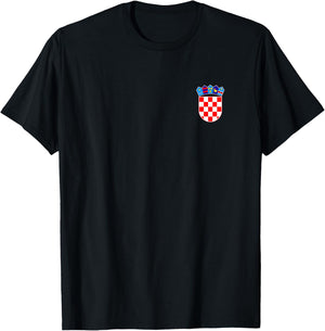 Hrvatska Kroatien Croatia Kroatien Wappen Nationalflagge Kroatien Hrvatska Schwarz Klein Crew-Ausschnitt Lässig T-Shirt - T-Shirt | Black