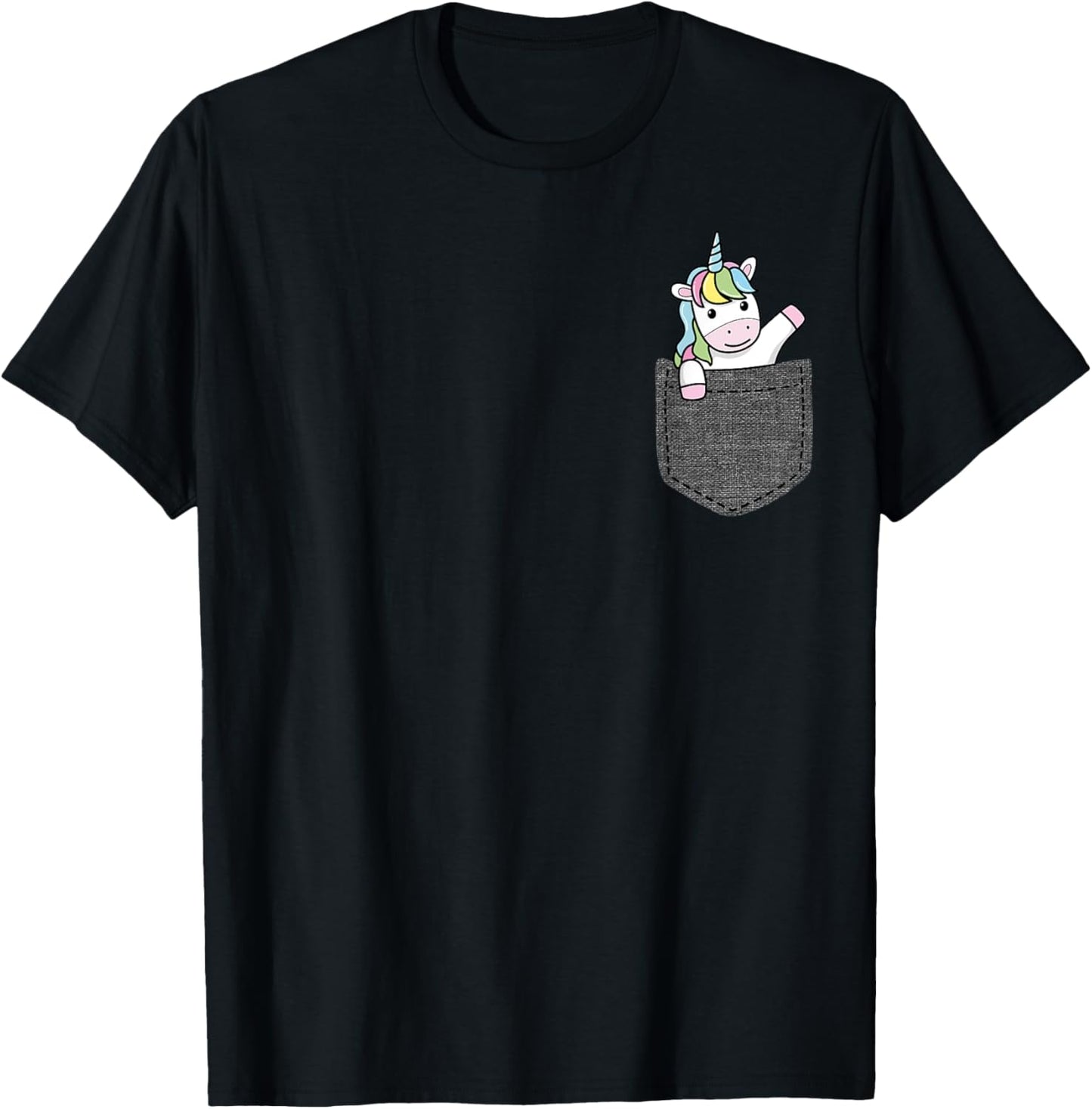 Unicorn in Pocket T-Shirt - T-Shirt | Black