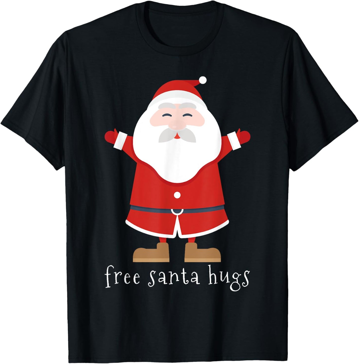 Free Santa Hugs Cute Christmas Holiday T-Shirt - T-Shirt | Black