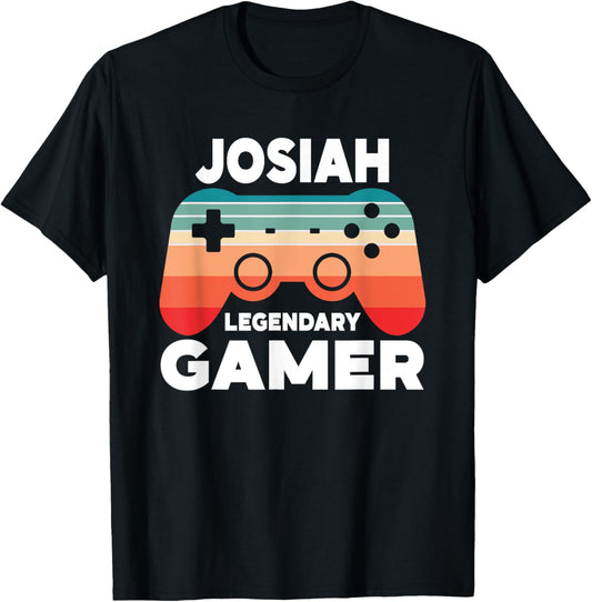 Josiah Legendary Gamer Funny Personalized Josiah Gamer T-Shirt - T-Shirt | Black