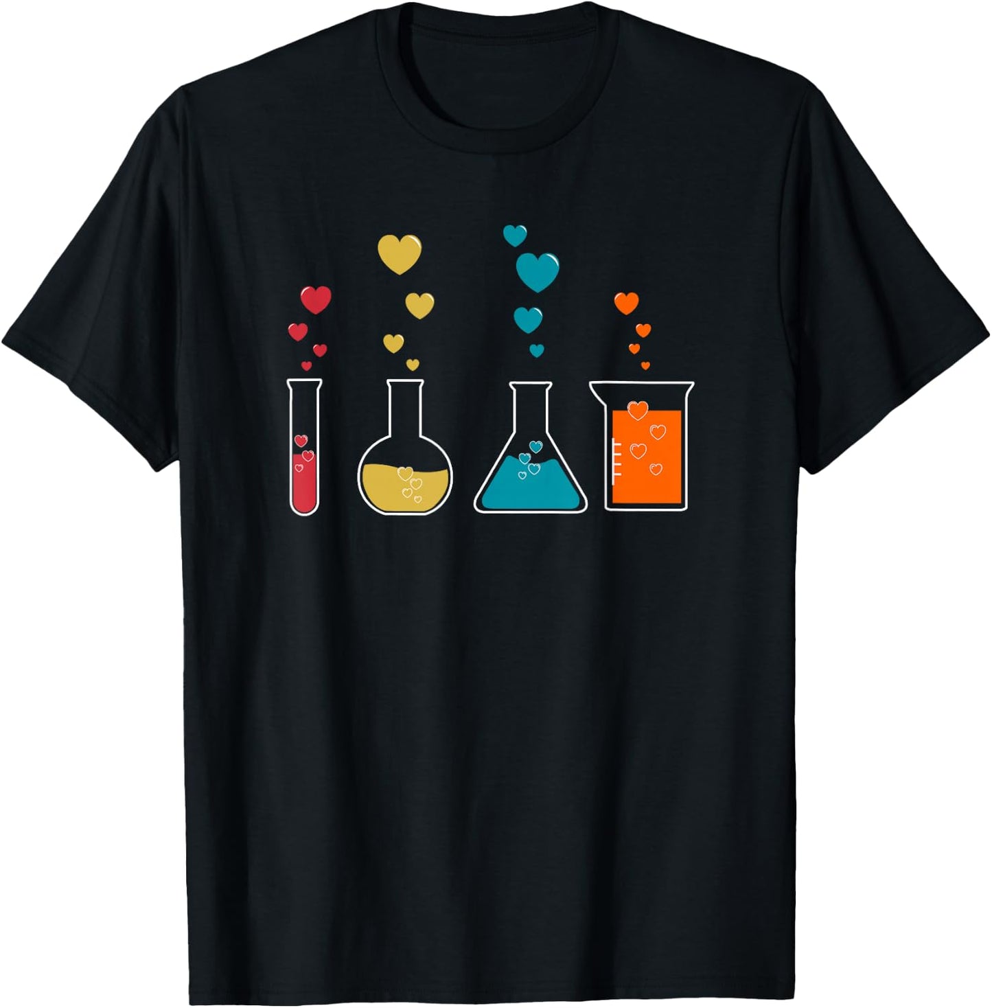Cute Chemistry Hearts Science Valentines Gift Nerd T-Shirt - T-Shirt | Black