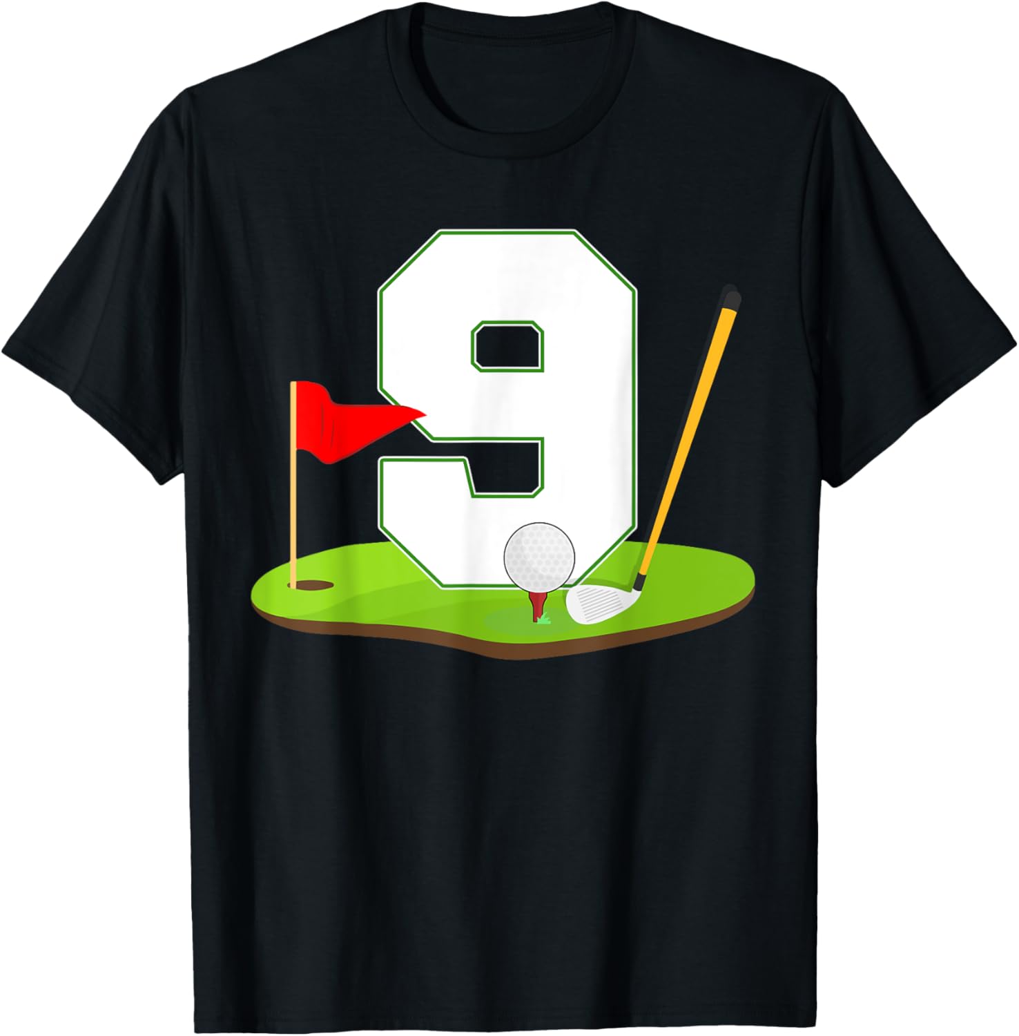 9th Birthday Golf Player 9 Years Old Birthday Party Kids T-Shirt - T-Shirt | Black
