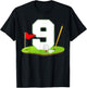 9th Birthday Golf Player 9 Years Old Birthday Party Kids T-Shirt - T-Shirt | Black