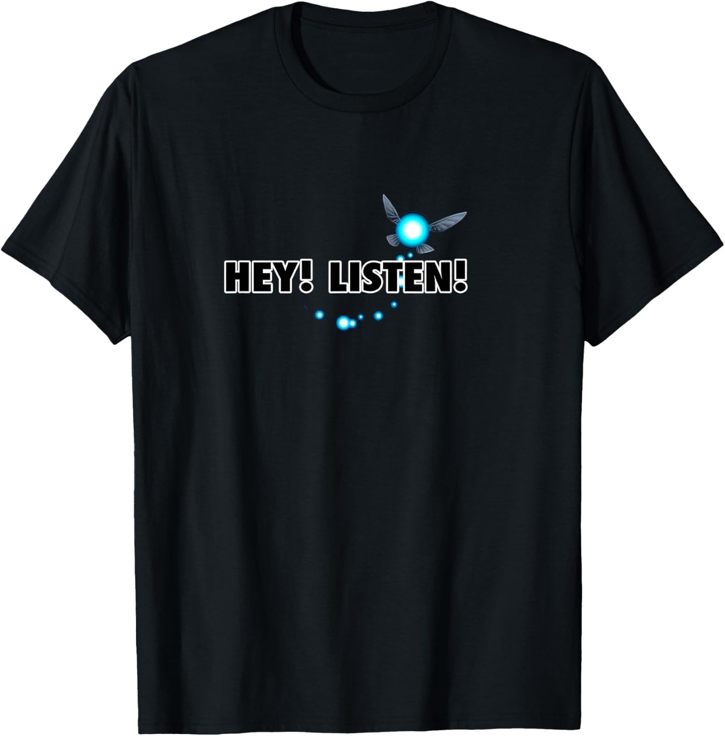The Legend of Zelda Navi Hey Listen Blue Trail Center Logo T-Shirt - T-Shirt | Black