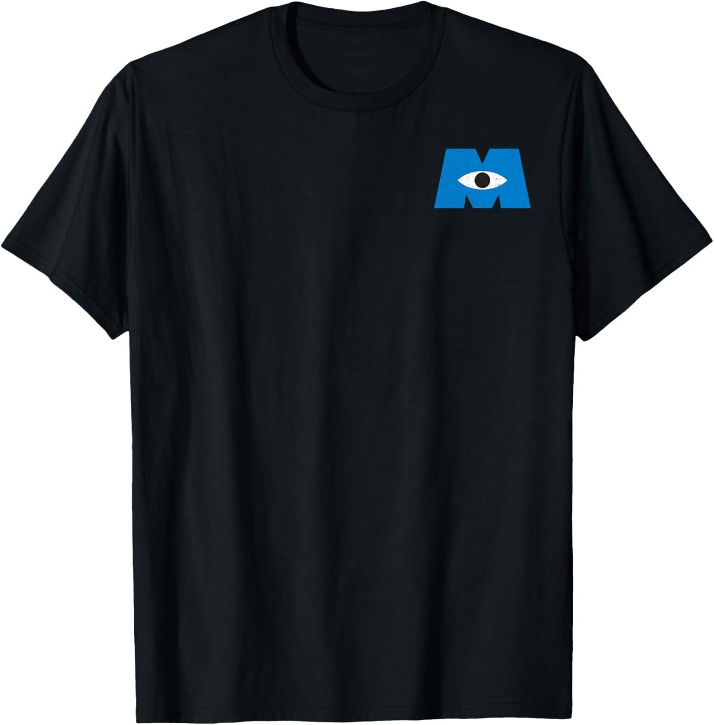 Disney Pixar Monsters, Inc. Classic Iconic Retro Pocket Logo T-Shirt - T-Shirt | Black