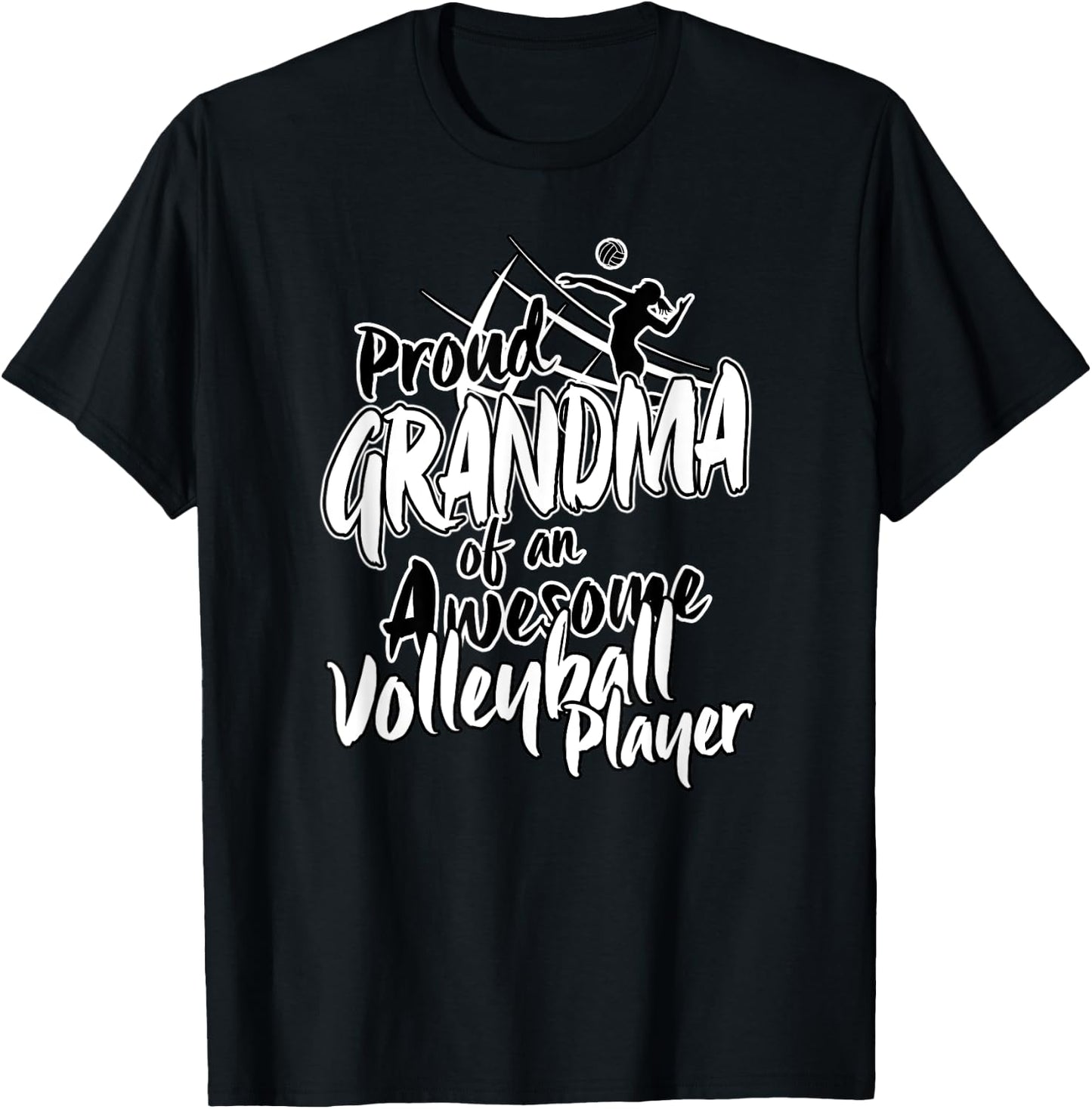 Proud Volleyball Grandma Fan Matching Sports Family Women T-Shirt - T-Shirt | Black