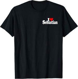 I Love Heart Sebastian Name on a T-Shirt - T-Shirt | Black