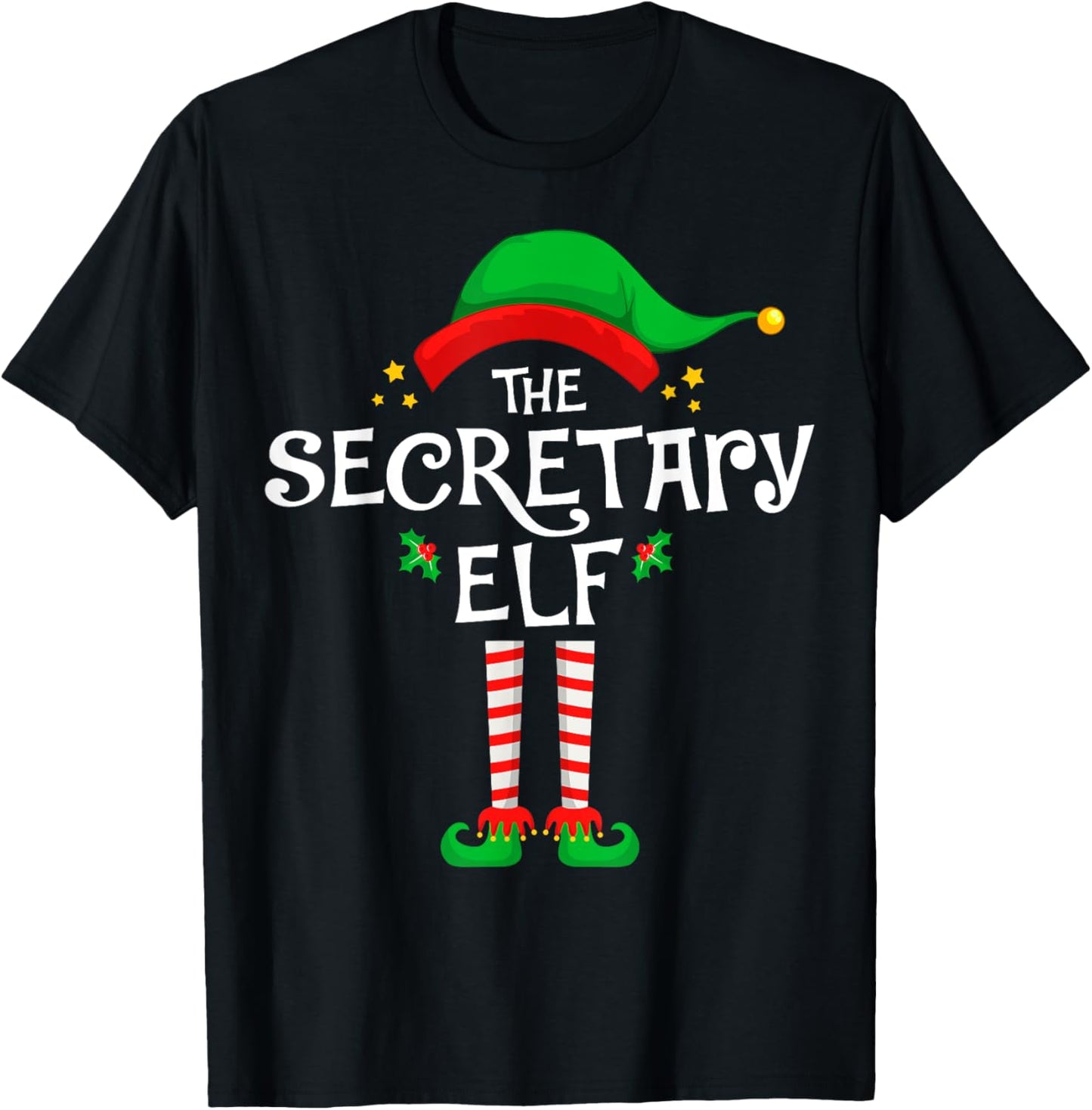 The Secretary Elf Christmas Family Matching Group T-Shirt - T-Shirt | Black