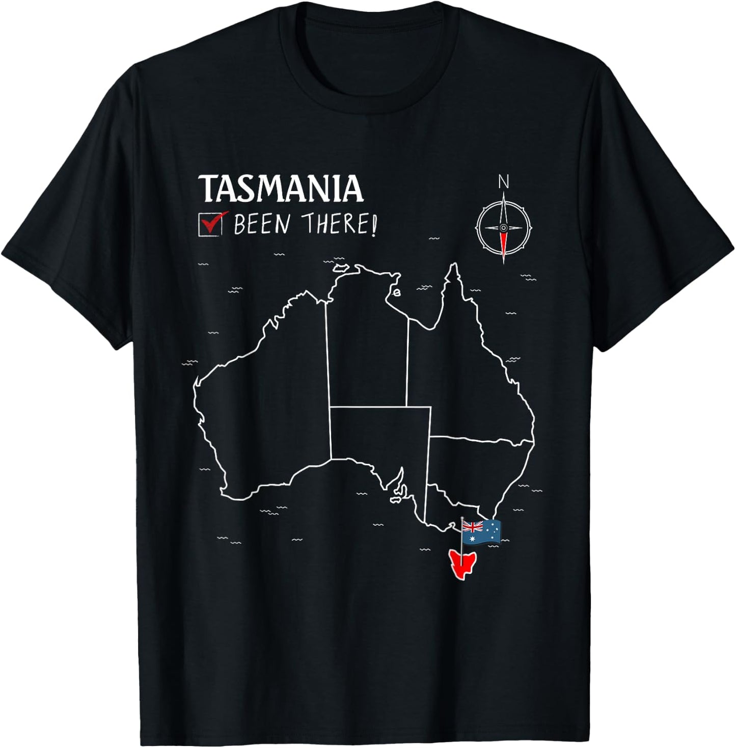 Tasmania Australian Flag Been There Check Off Map Tasmanian T-Shirt - T-Shirt | Black