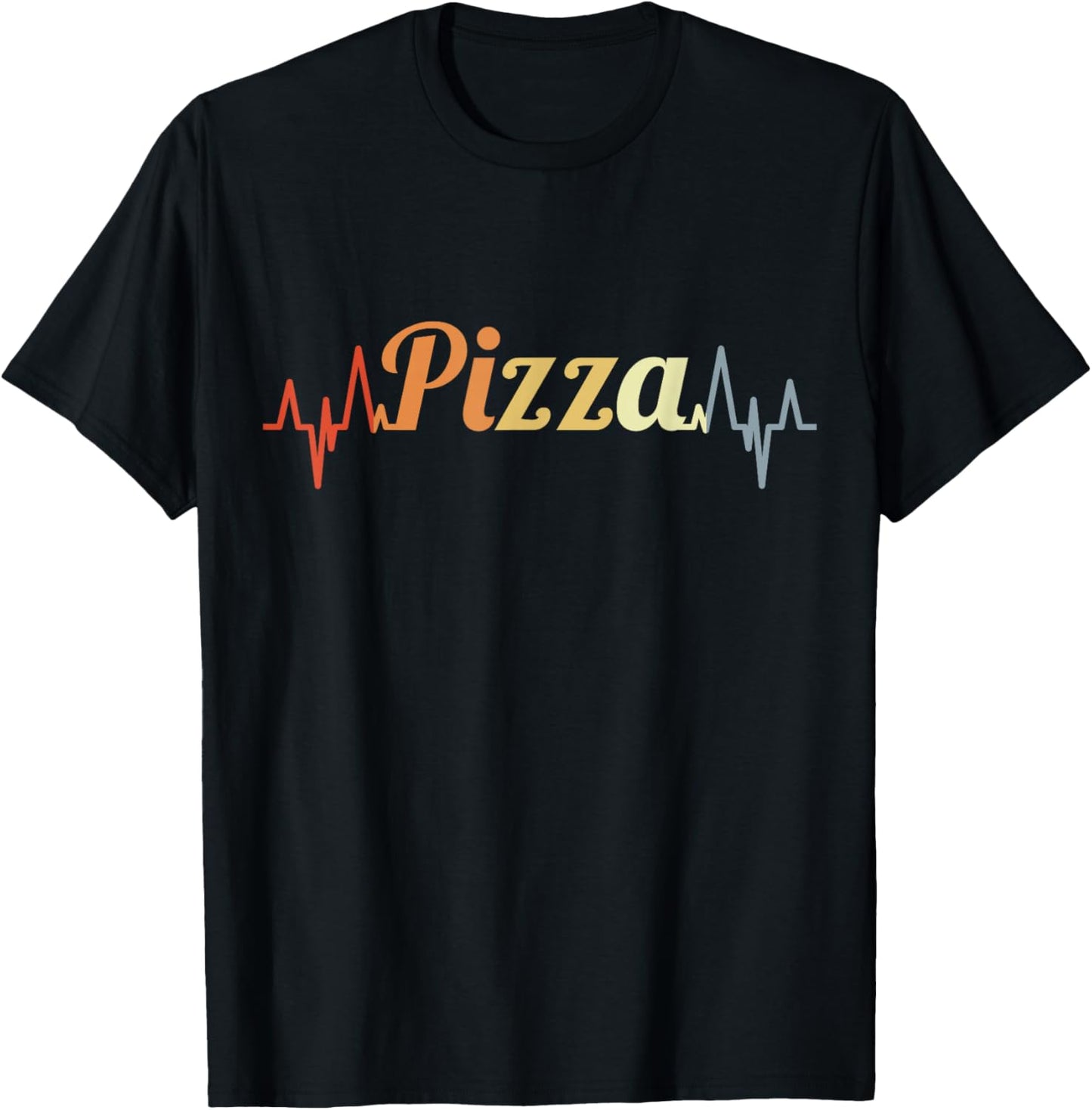 Vintage Pizza Heartbeat Pizza Enthusiast Pizzeria T-Shirt - T-Shirt | Black