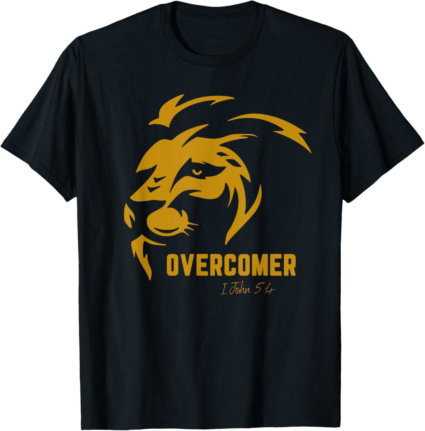 Christian Faith Overcomer Motivational Jesus Lion of Judah T-Shirt - T-Shirt | Black