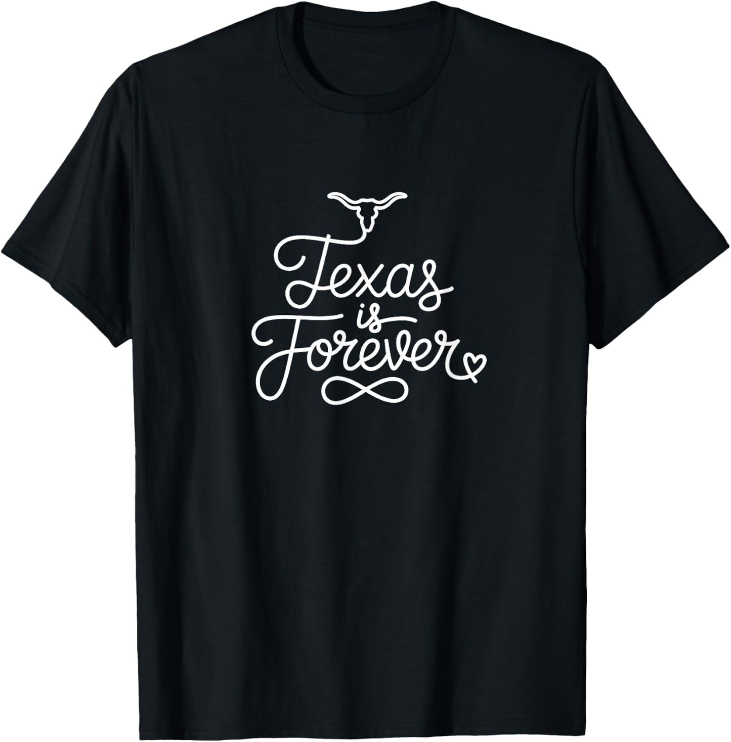Texas is Forever - Texan Patriotic Heart Line Art T-Shirt - T-Shirt | Black
