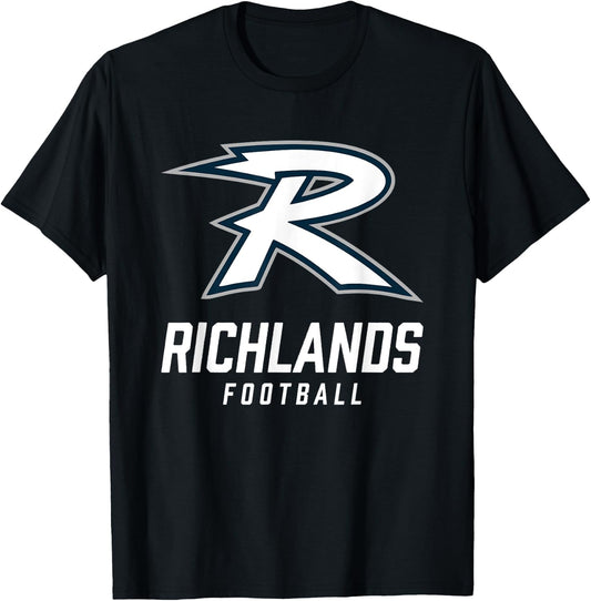 Richlands Tornadoes Logo Football Team HS T-Shirt - T-Shirt | Black