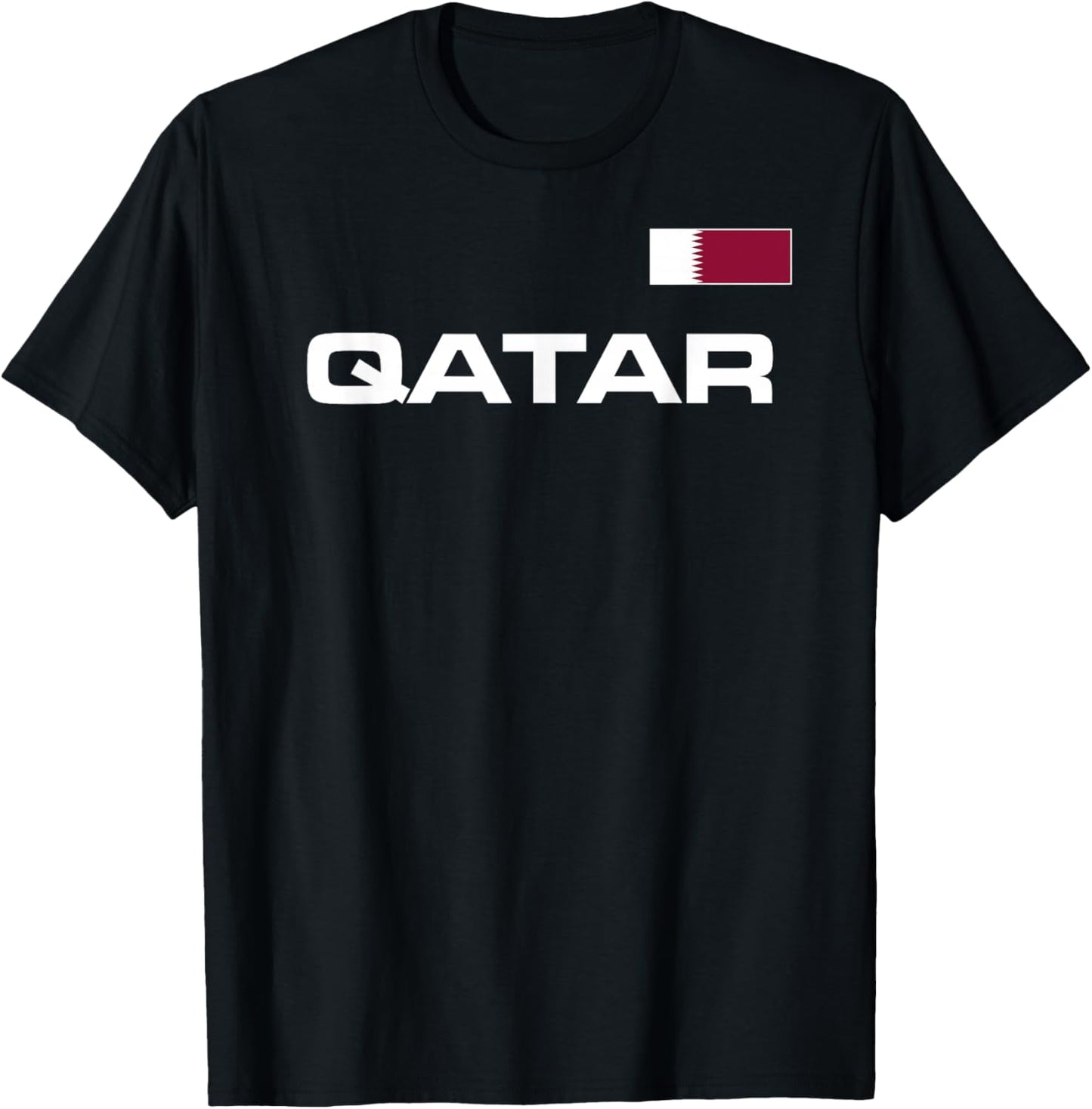 Qatar Flag Sporty Jersey Qatari Athletic Style T-Shirt - T-Shirt | Black