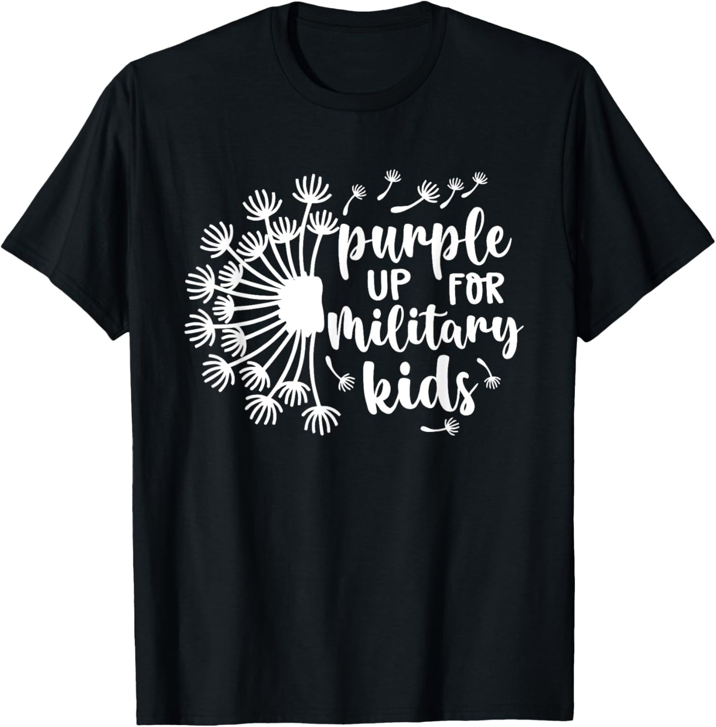 Purple Up for Military Kids Dandelion Military Child Month T-Shirt - T-Shirt | Black
