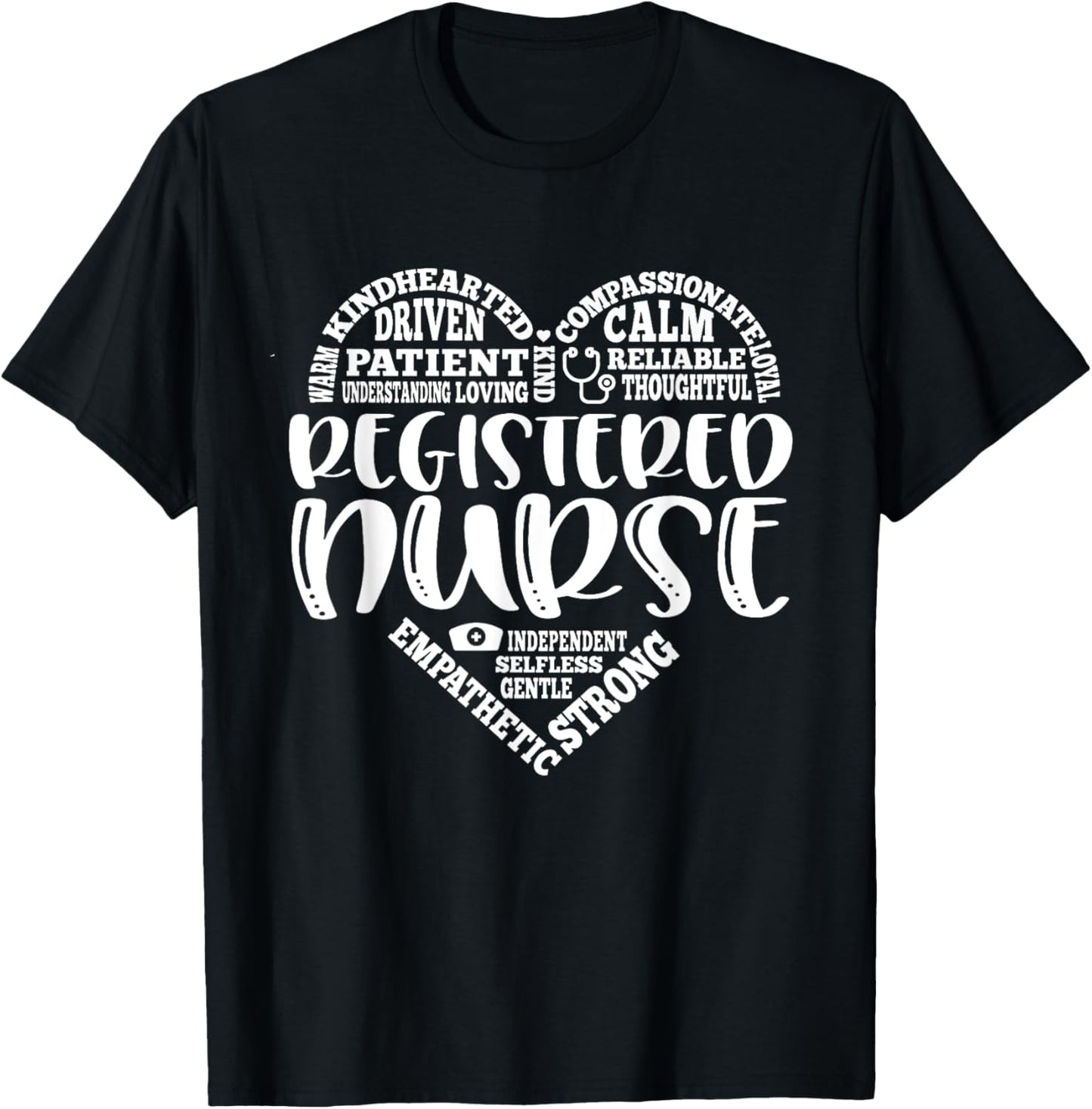 Registered Nurse - RN Nursing Heart Nurse Day & Nurse Week T-Shirt - T-Shirt | Black