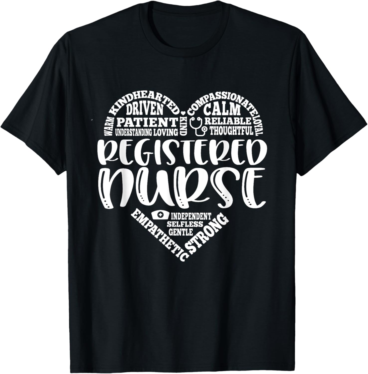 Registered Nurse - RN Nursing Heart Nurse Day & Nurse Week T-Shirt - T-Shirt | Black