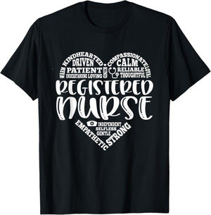 Registered Nurse - RN Nursing Heart Nurse Day & Nurse Week T-Shirt - T-Shirt | Black
