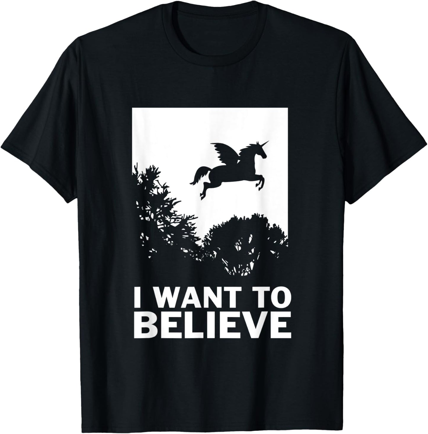 I Want To Believe Unicorns - UFO Conspiracy Flying T-Shirt - T-Shirt | Black