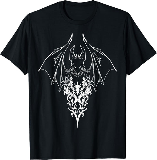 Gothic Bat | Pastel Goth Tattoo | Whimsigoth Spooky Punk Emo T-Shirt - T-Shirt | Black