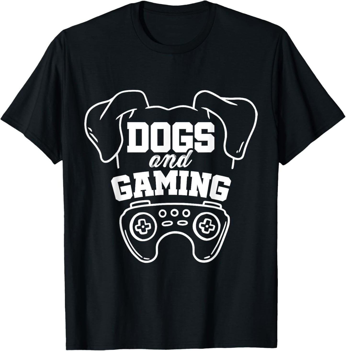 Dogs And Gaming Gamer Video Game Player Games Nerd Geek T-Shirt - T-Shirt | Black