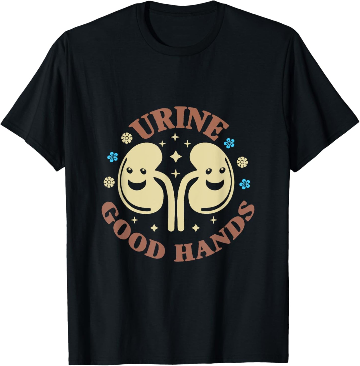 Floral Nephrologist Medical Pun Nephrology Urine Good Hand T-Shirt - T-Shirt | Black