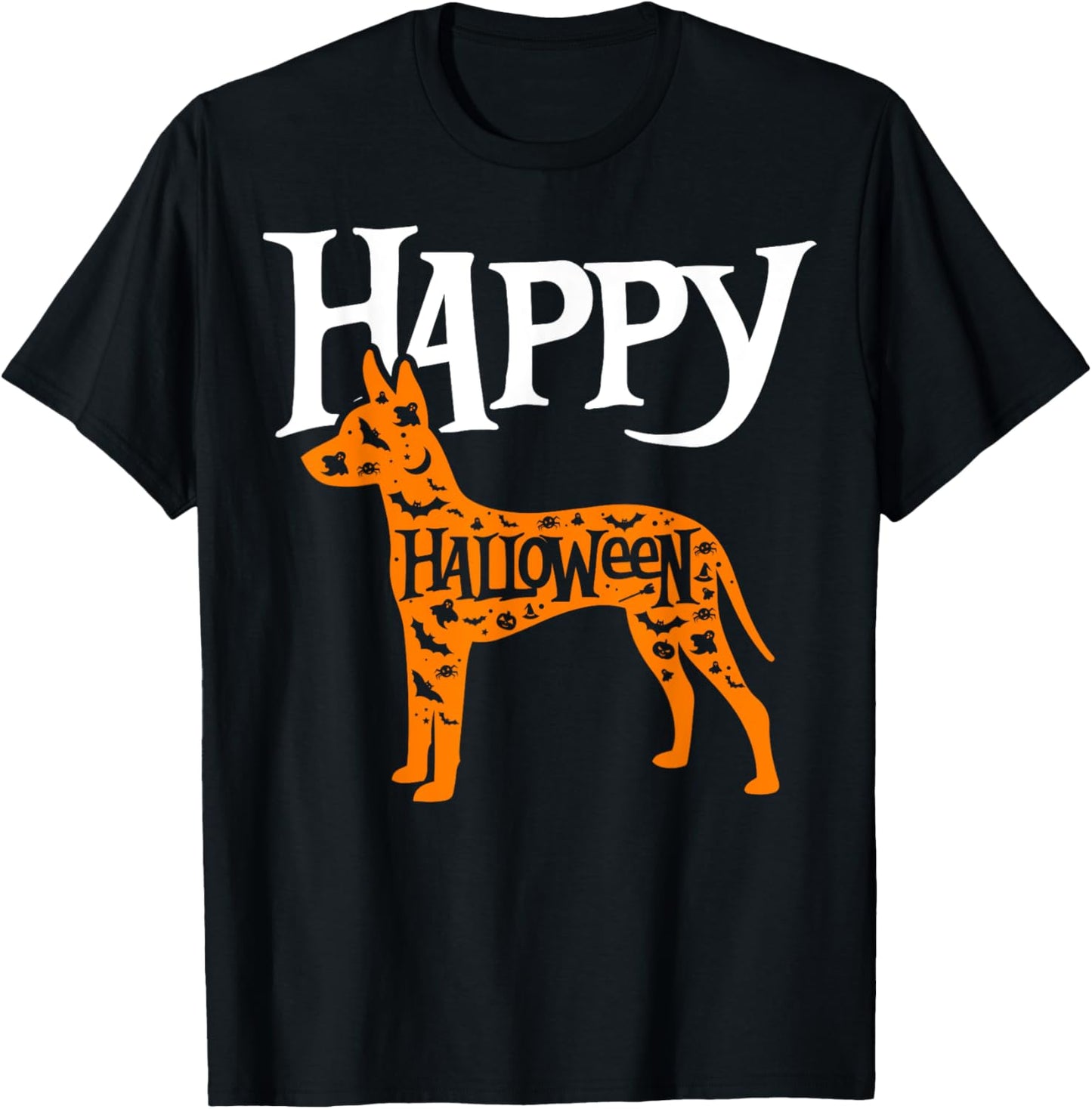 Happy Halloween Xoloitzcuintli, Mexican hairless dog T-Shirt - T-Shirt | Black
