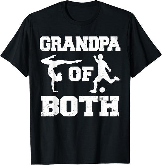 Grandpa Of Both Funny Soccer and Gymnastics Grandpa T-Shirt - T-Shirt | Black