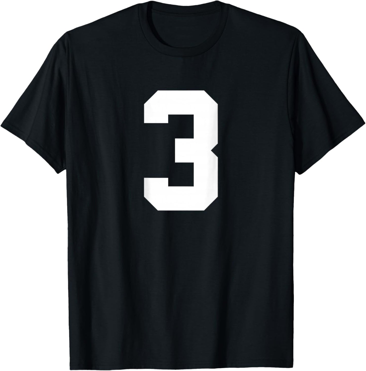 Number 3 (on Back) Sports Team Jersey T-Shirt - T-Shirt | Black