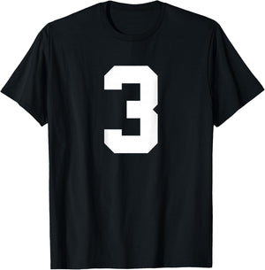 Number 3 (on Back) Sports Team Jersey T-Shirt - T-Shirt | Black