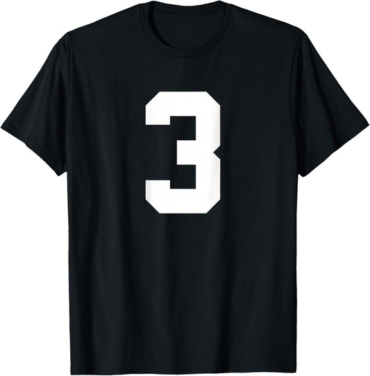 Number 3 (on Back) Sports Team Jersey T-Shirt - T-Shirt | Black