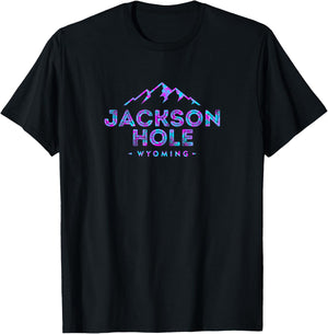 Retro Jackson Hole Wyoming Colorful Vintage Girls T-Shirt - T-Shirt | Black