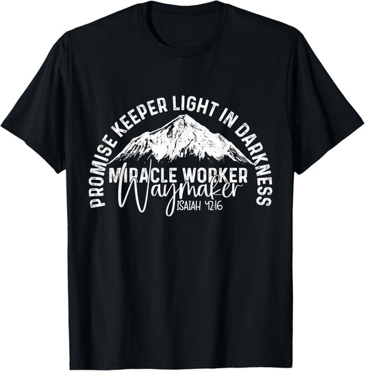 Waymaker Promise Keeper Miracle Worker Christian Bible Verse T-Shirt - T-Shirt | Black