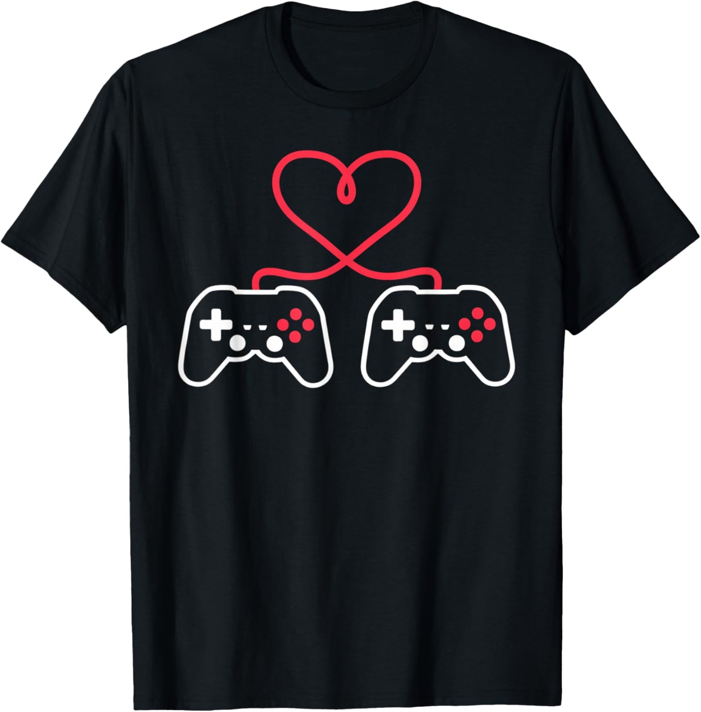 Gaming Video Gamer Valentine's Day Controller Heart T-Shirt - T-Shirt | Black