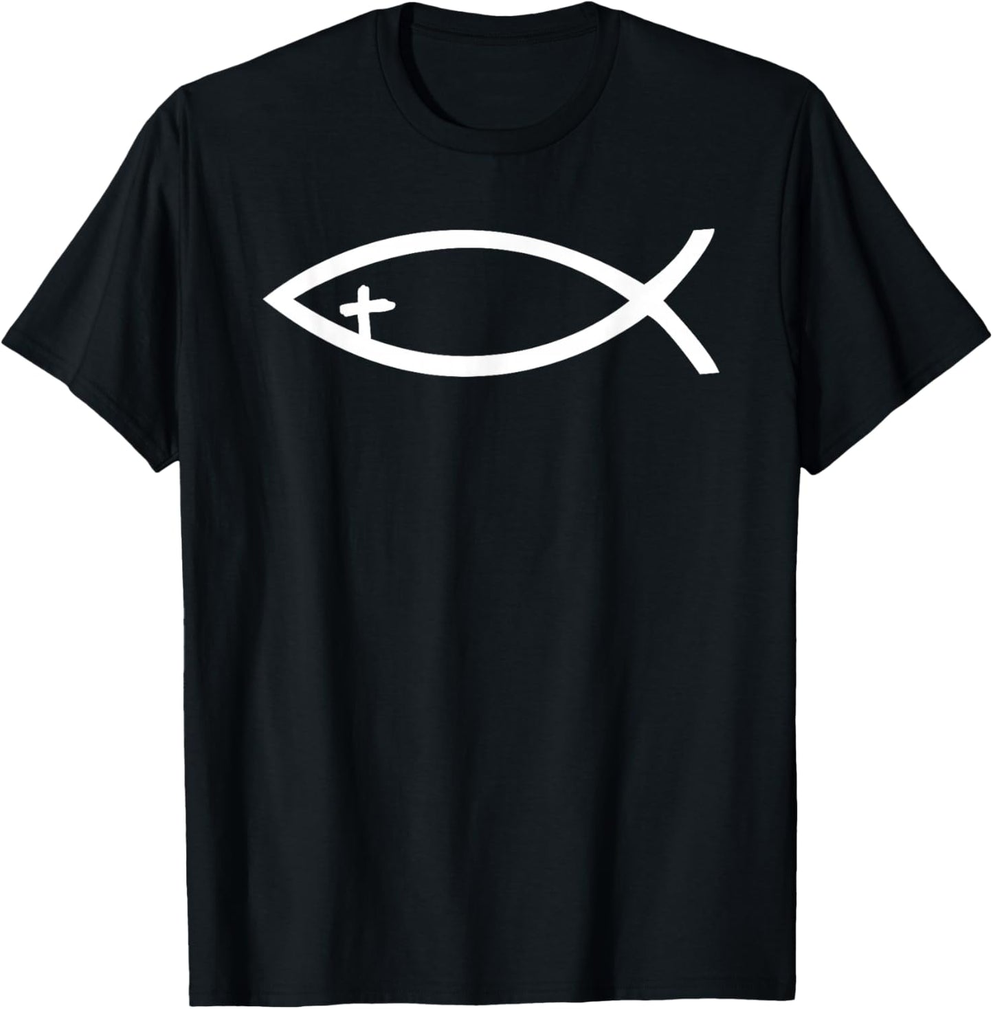 Ichthus Ichthys Fish Cross Jesus Symbol Christian T-Shirt - T-Shirt | Black