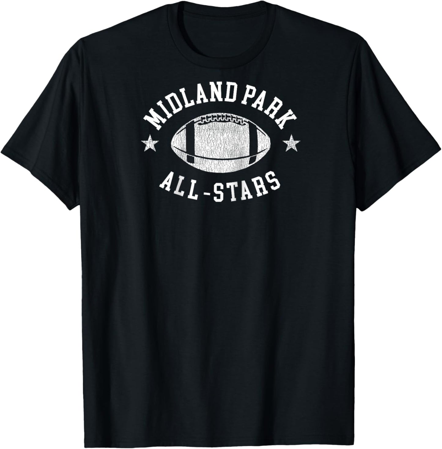 Midland Park Vintage All-Stars Football Retro 80s Raglan Baseball T-Shirt - T-Shirt | Black