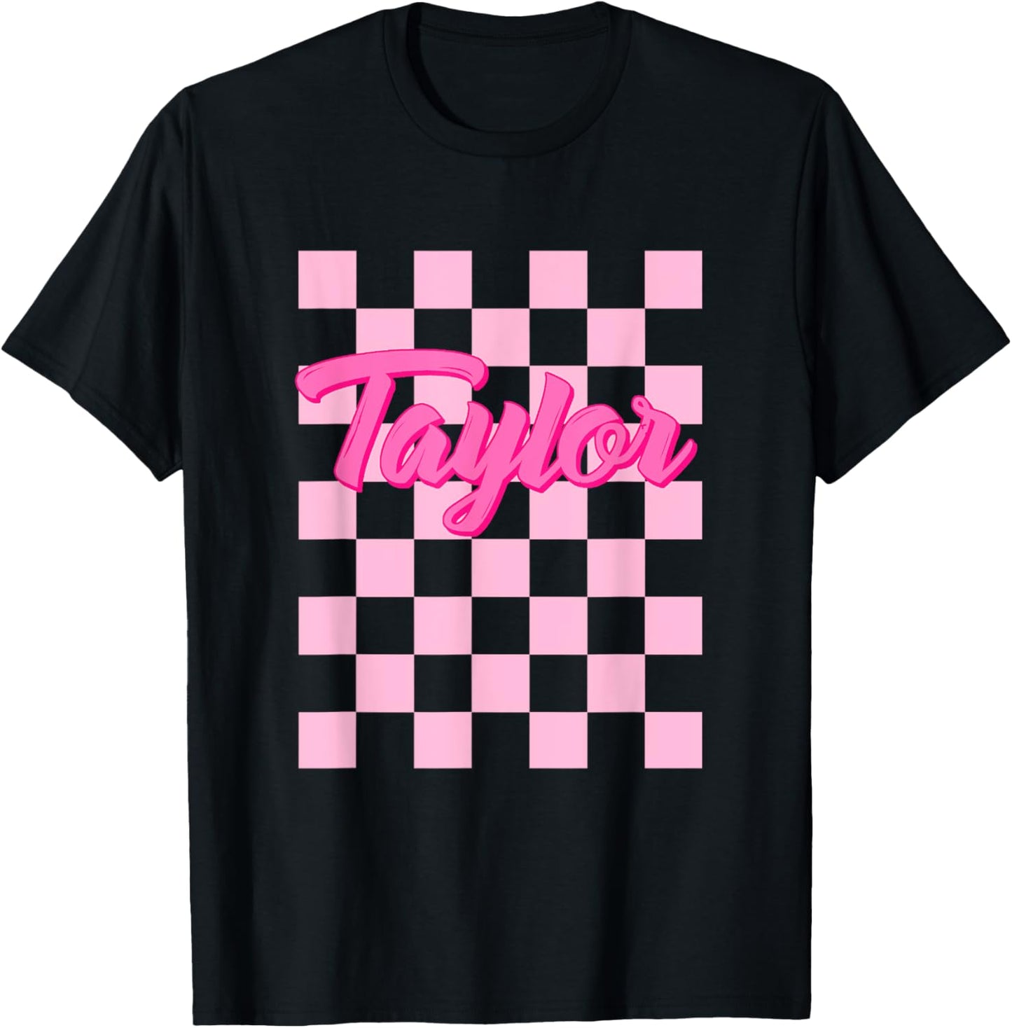 Girl Retro TAYLOR First Name Personalized Groovy Birthday T-Shirt - T-Shirt | Black