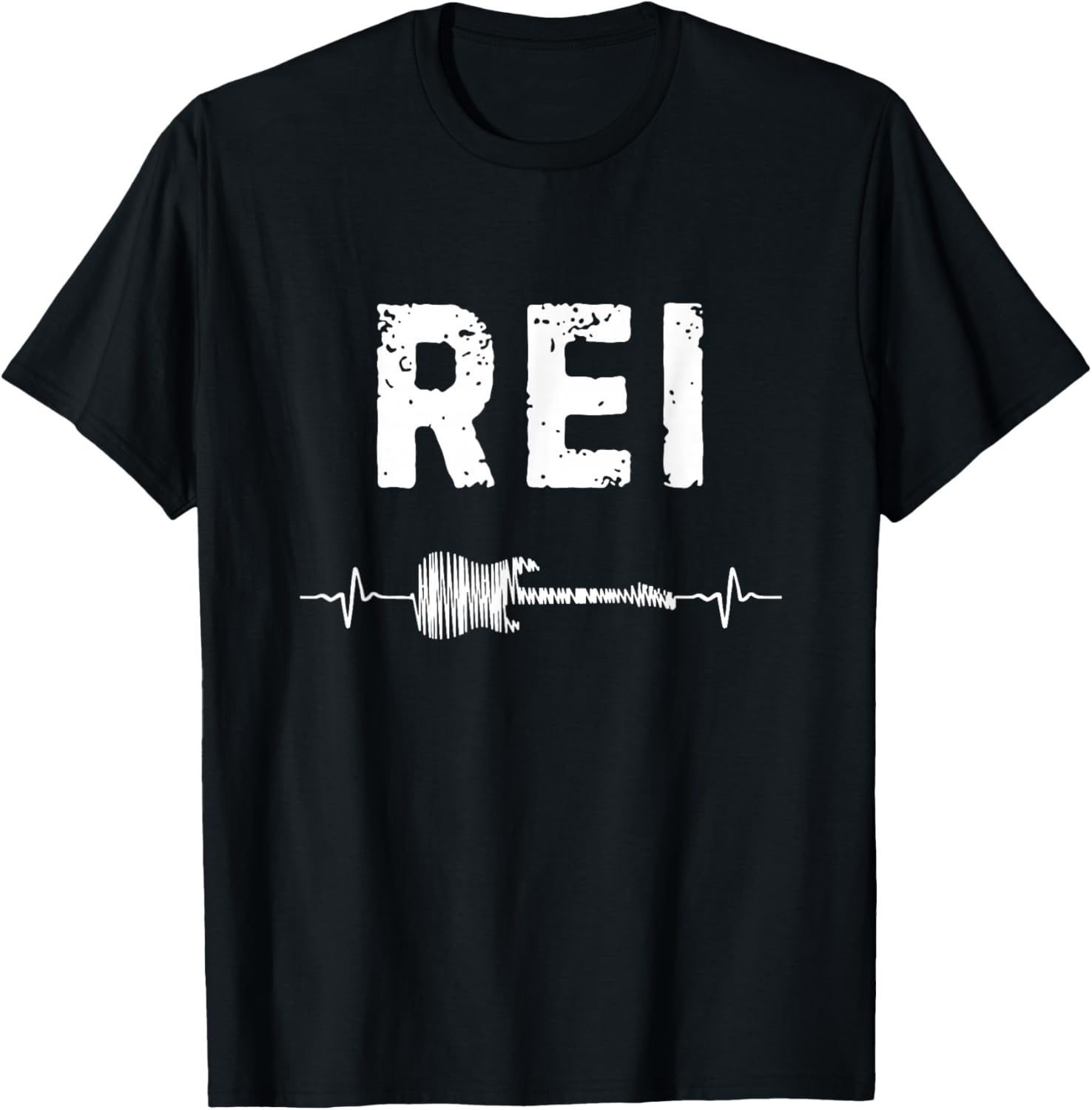 Rei Guitar Heartbeat Music Guitarist Retro Vintage T-Shirt - T-Shirt | Black