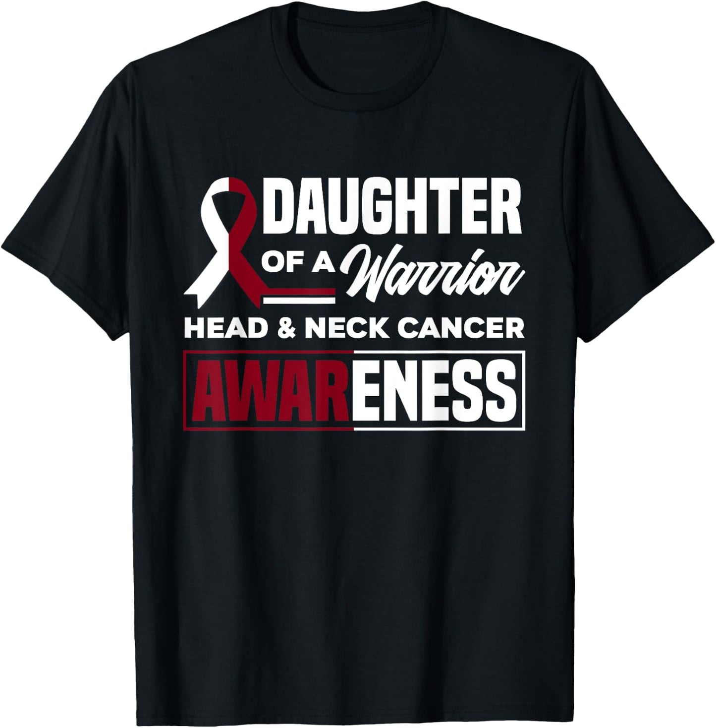 Daughter Of A Warrior Support Head & Neck Cancer Awareness T-Shirt - T-Shirt | Black