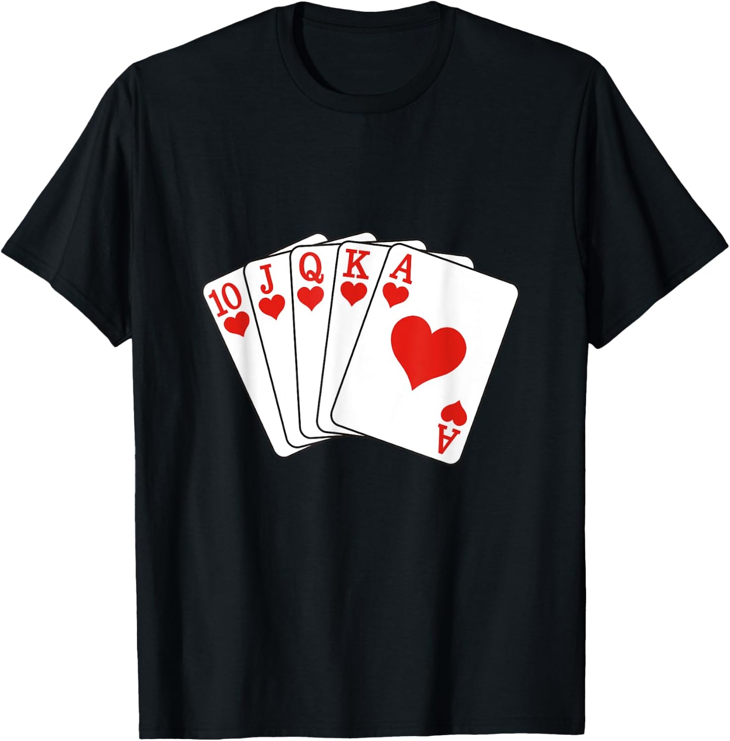 Royal Flush Hearts T-Shirt - T-Shirt | Black