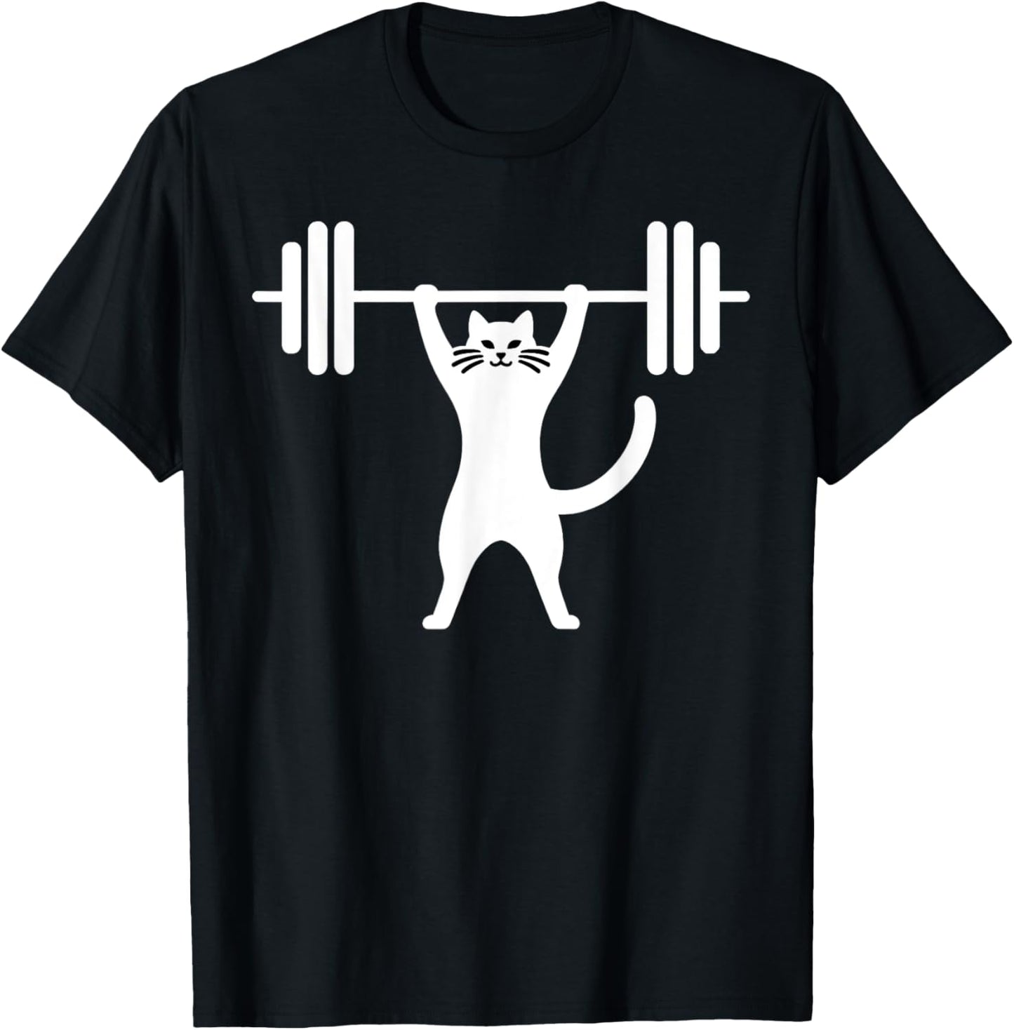 Cat Powerlifting Weightlifting Gym Workout Men Women Kids T-Shirt - T-Shirt | Black