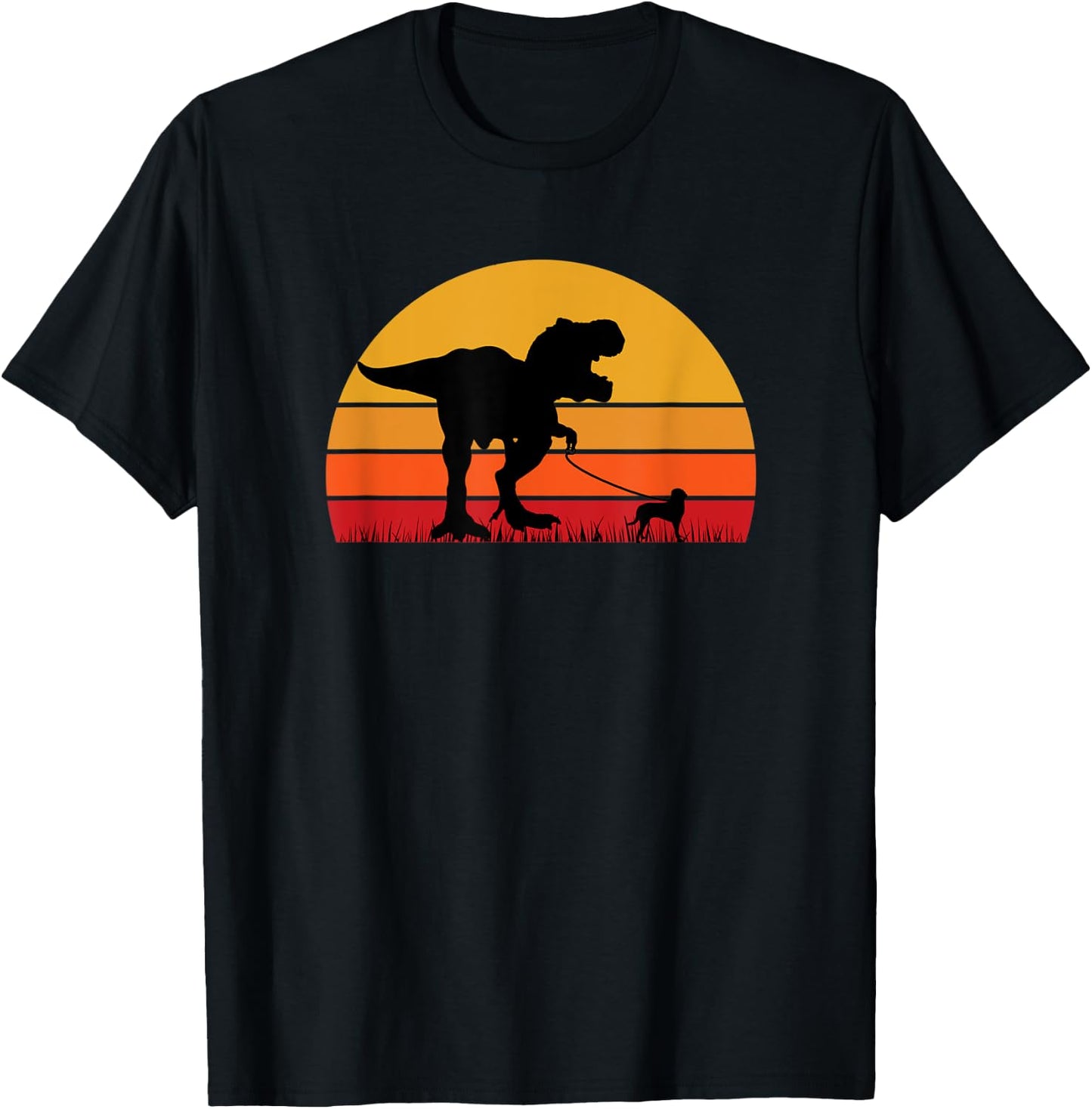 T-Rex Walking Beagle Trex Tyrannosaurus Funny Cute Orange T-Shirt - T-Shirt | Black