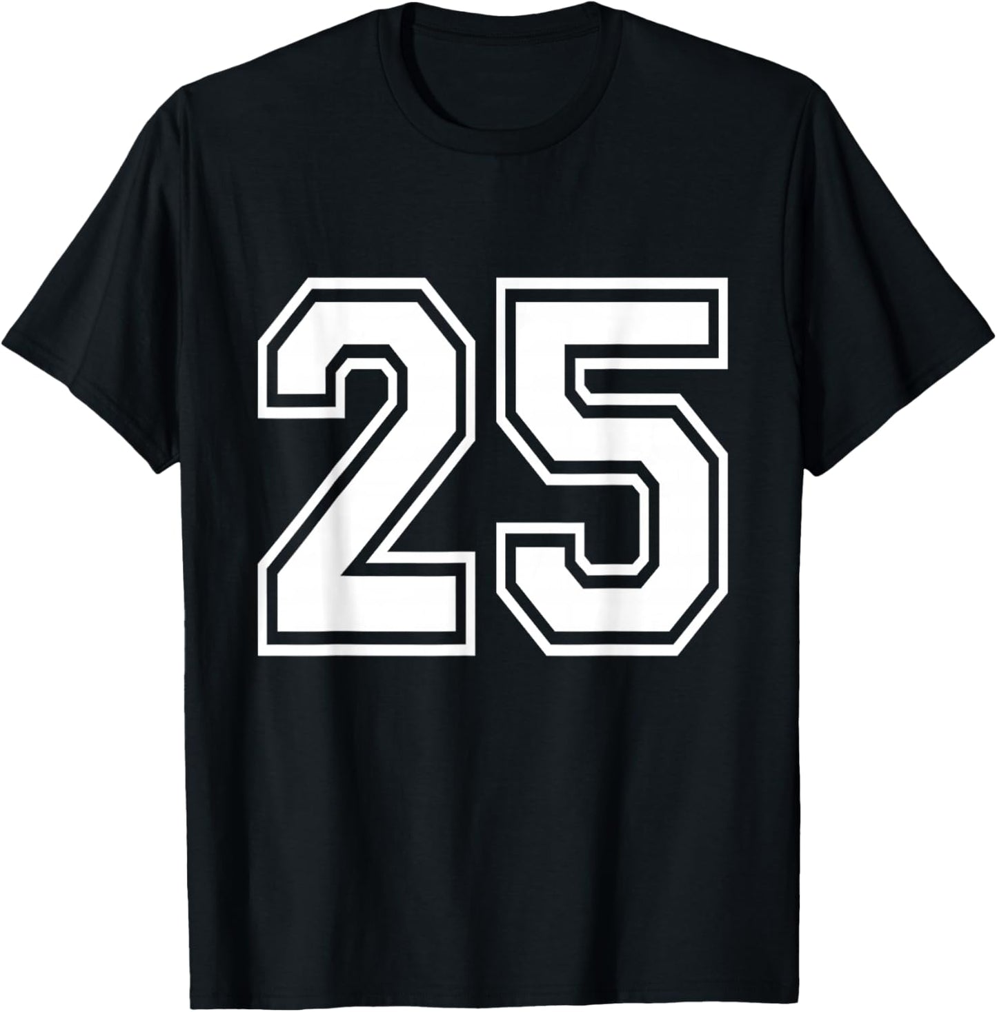 Number 25 Varsity Sports Team Jersey 25th Birthday 25 Years T-Shirt - T-Shirt | Black