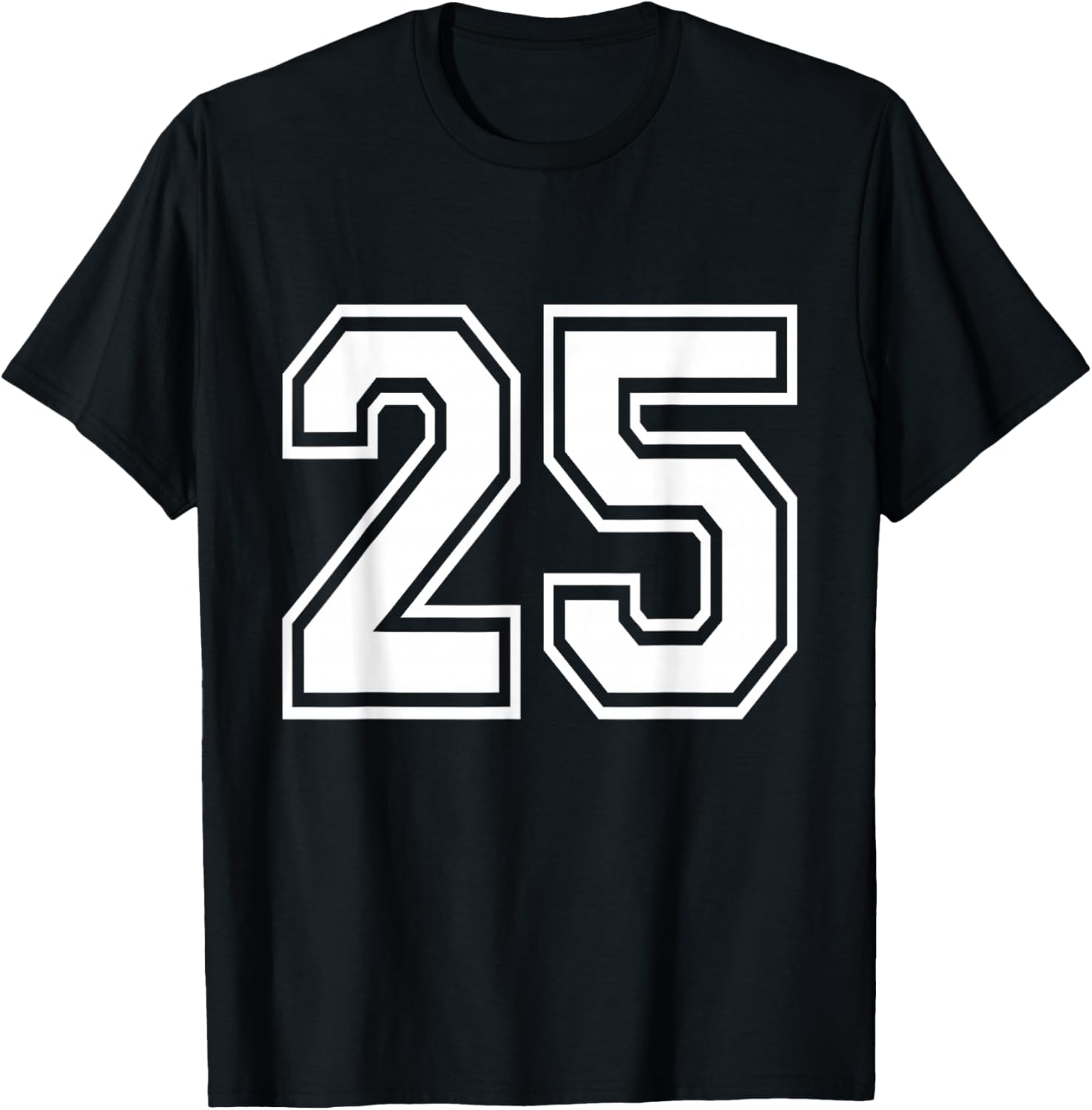 Number 25 Varsity Sports Team Jersey 25th Birthday 25 Years T-Shirt - T-Shirt | Black