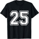 Number 25 Varsity Sports Team Jersey 25th Birthday 25 Years T-Shirt - T-Shirt | Black