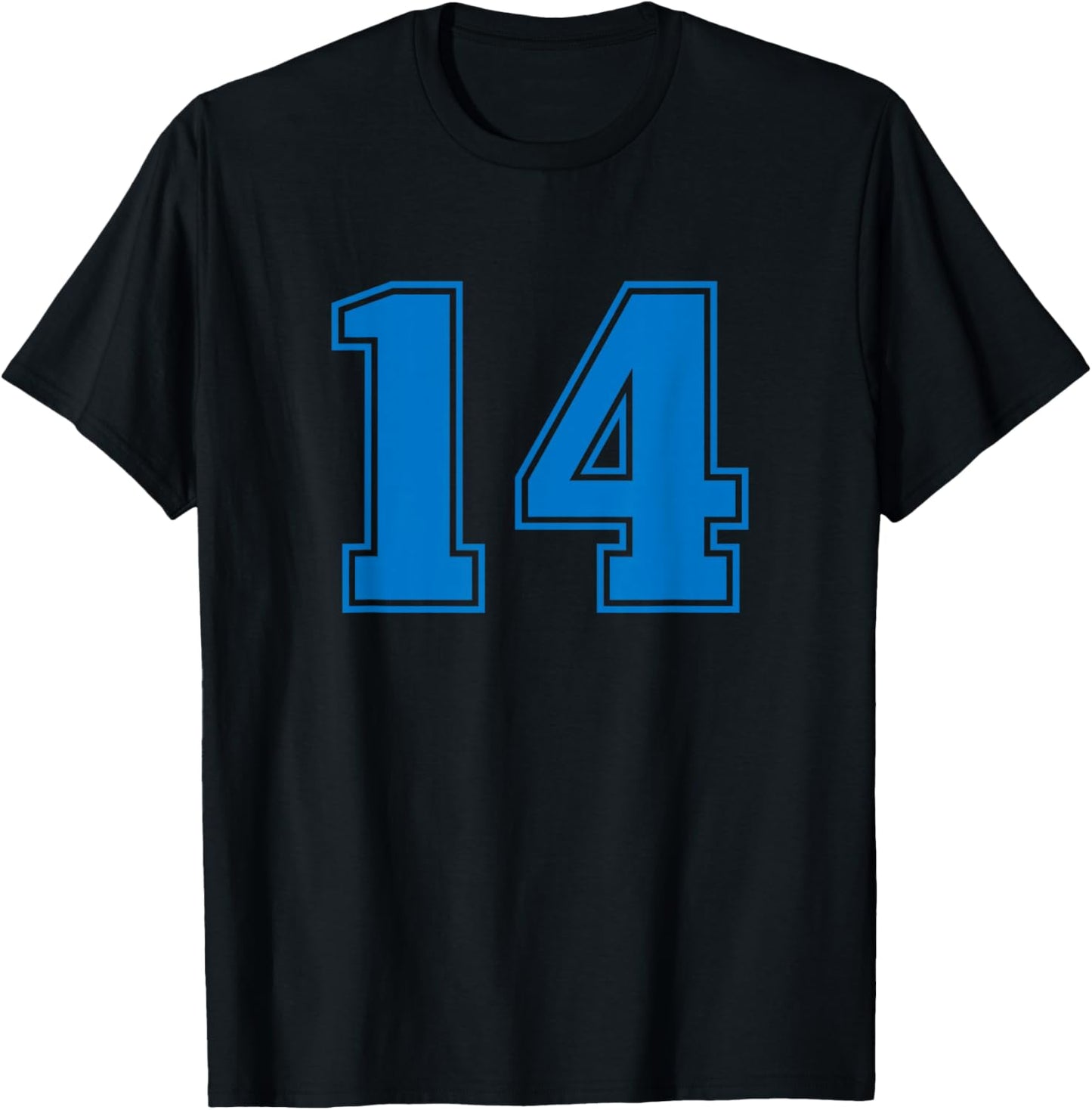 Blue Sports Team Number #14 T-Shirt - T-Shirt | Black